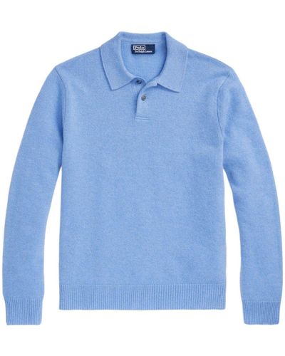 Polo Ralph Lauren Fein gestrickter Polo-Pullover aus Kaschmir - Blau