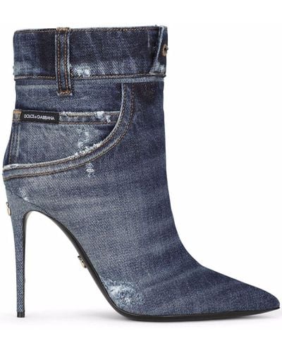 Dolce & Gabbana Stiefeletten im Patchwork-Look 105mm - Blau