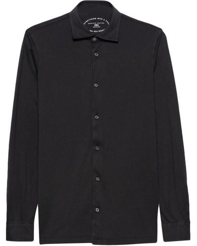 Fedeli Plain Organic-cotton Shirt - Black