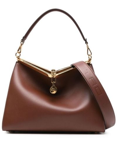 Etro Large Vela Leather Tote Bag - Brown