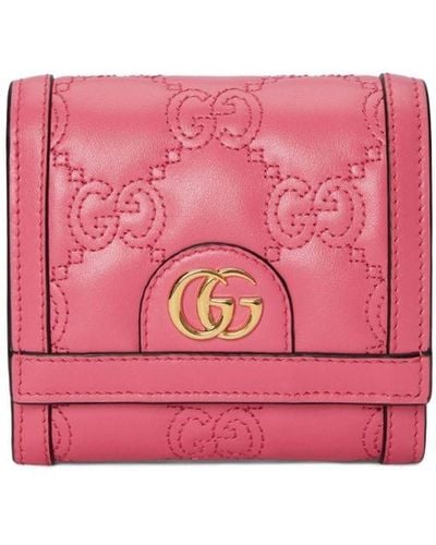 Gucci Portemonnaie aus Matelassé-Leder mit GG - Pink