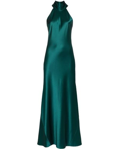 Galvan London Sienna Halterneck Maxi Dress - Green