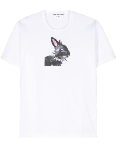 Junya Watanabe T-shirt Met Konijnprint - Wit