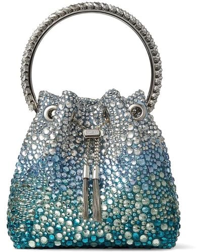 Jimmy Choo Bon Bon Crystal-embellished Bucket Bag - Blue