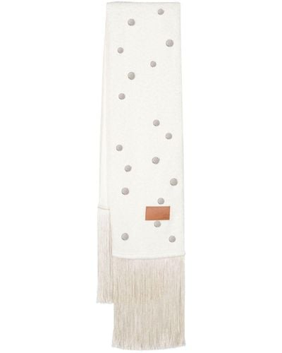 Forte Forte Frayed-edge Logo-patch Scarf - White
