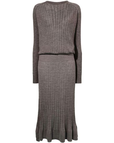 Proenza Schouler Eden Ribbed-knit Midi Dress - Grey