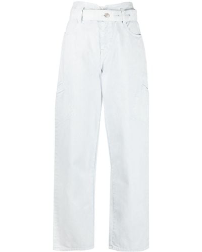 IRO Straight-Leg-Jeans mit Gürtel - Weiß