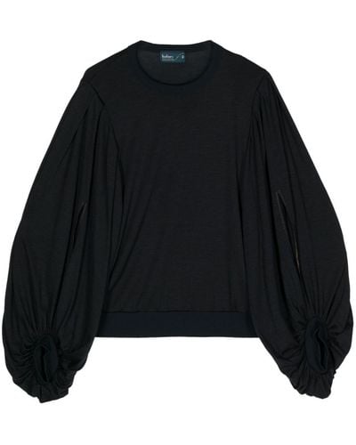 Kolor Puff-sleeved Wool-blend Sweatshirt - Black