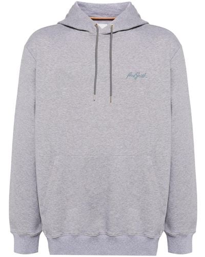 Paul Smith Logo-embroidered Organic Cotton Hoodie - Grey