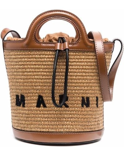 Marni Tropicalia Bucket-tas Met Geborduurd Logo - Bruin