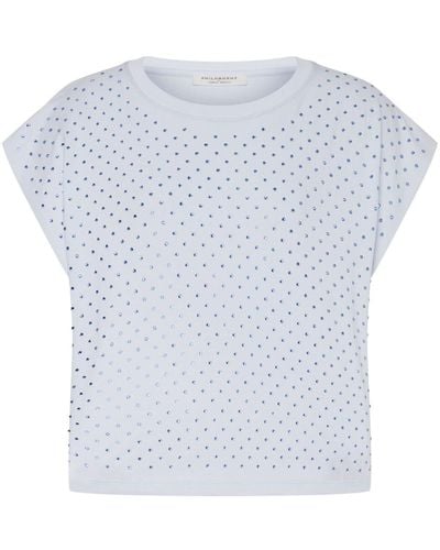 Philosophy Di Lorenzo Serafini T-shirt en coton à ornements strassés - Blanc