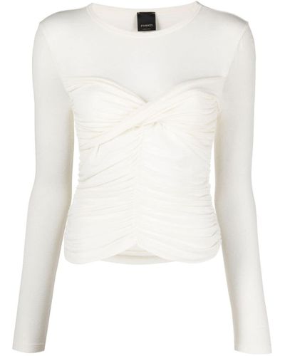 Pinko Ruched Semi-sheer Sweatshirt - White