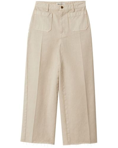 Miu Miu Garment-Dyed Gabardine Trousers - Natural