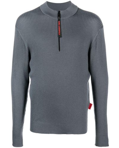 Karl Lagerfeld Half-zip Merino Sweater - Gray