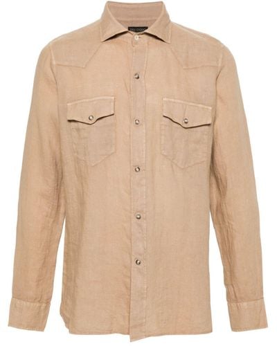 Dell'Oglio Western-yoke linen shirt - Neutro