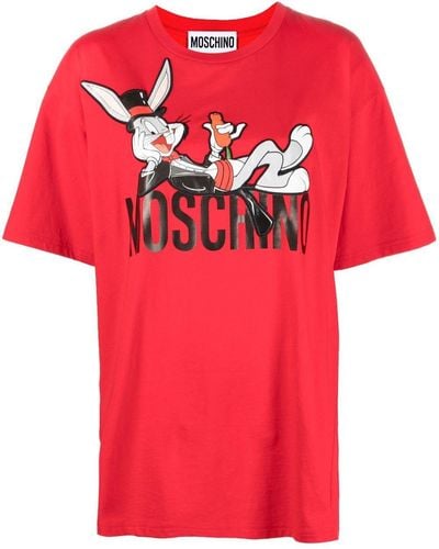 Moschino T-shirt Met Konijnenprint - Rood