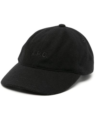 A.P.C. Cappello da baseball Charlie con ricamo - Nero