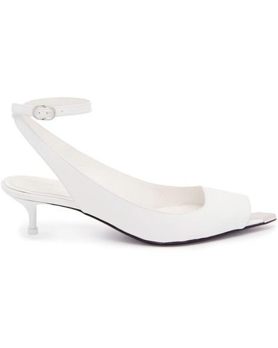 Alexander McQueen Punk Ankle Strap Sandal In Ivory/silver - White