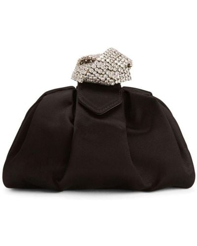 Giuseppe Zanotti Crystal-embellished Satin Clutch Bag - Black