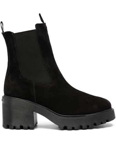 Hogan 70mm Leather Ankle Boots - Black