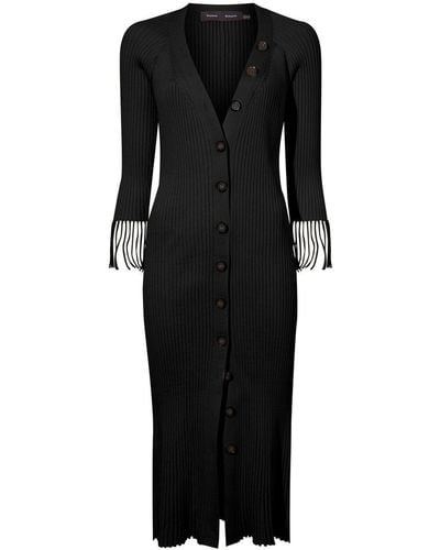 Proenza Schouler Ribbed-knit Buttoned-up Dress - Zwart
