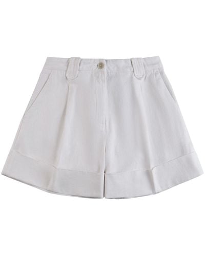 Fay Pressed-crease Mini Shorts - White