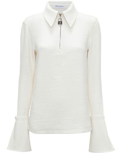 JW Anderson Long-sleeved Half-zip Polo Top - White