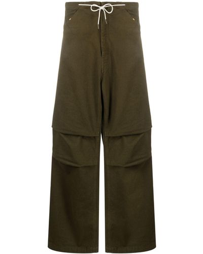 DARKPARK Drawstring-waistband Cotton Trousers - Green