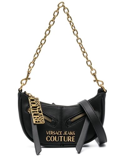 Versace Jeans Couture Mittelgroße Umhängetasche mit Logo-Schild - Schwarz