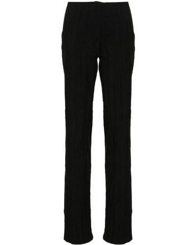 Blumarine Crinkled Straight-leg Trousers - Black