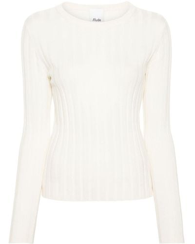 Allude Virgin-wool Ribbed Jumper - White