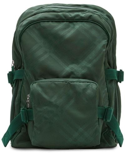Burberry Checked Jacquard Backpack - Green