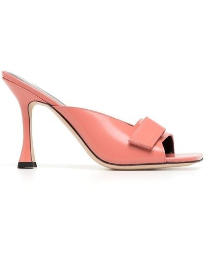 BY FAR Olivia Square-toe Leather Mules - Pink