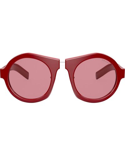 Prada Gafas de sol con montura redonda oversize - Rojo