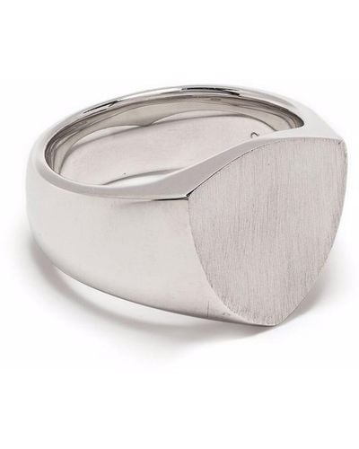 Tom Wood Shield Satin Signet Ring - Metallic
