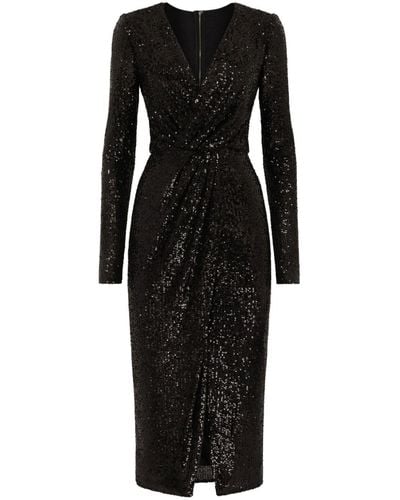 Dolce & Gabbana Sequin-embellished V-neck Minidress - Black