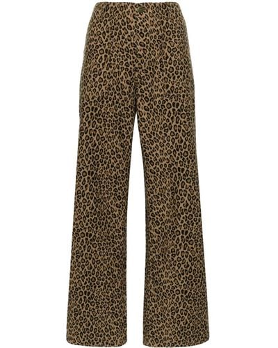 R13 Leopard-print Wide-leg Trousers - Natural