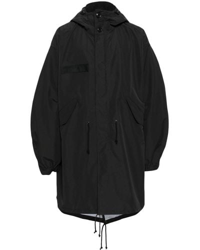Junya Watanabe Drop-shoulder hooded parka coat - Nero