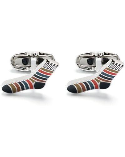 Paul Smith 'artist Stripe' Sock-shape Cufflinks - White