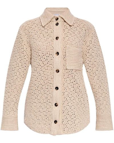 Bottega Veneta Crochet-knit Cotton Shirt - Natural