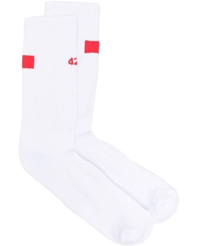 424 Logo Intarsia Ribbed Socks - White