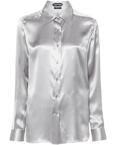 Tom Ford Charmeuse Silk Shirt - Grey