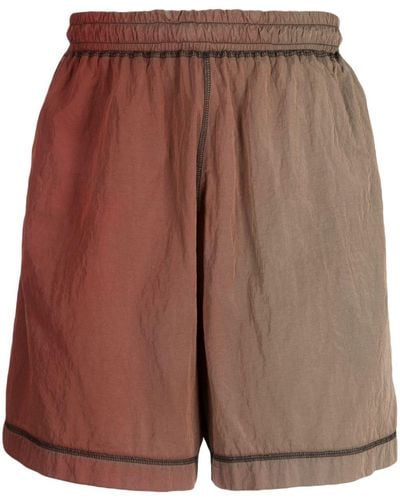 Aries Logo-appliqué Faded-effect Shorts - Brown