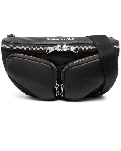 Bimba Y Lola Small Pocket Leather Belt Bag - Black