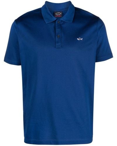 Paul & Shark Logo-Patch Organic-Cotton Polo Shirt - Blue