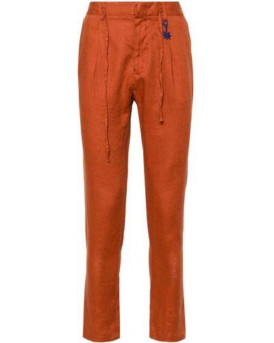 Manuel Ritz Pantalon fuselé à détails plissés - Orange