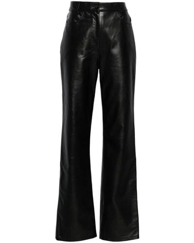 Totême Straight Leather Trousers - Black
