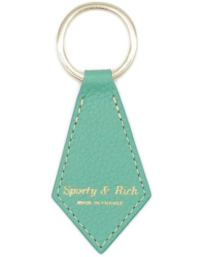 Sporty & Rich Logo-print Leather Keychain - Blue