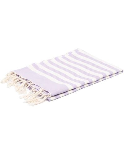 Mc2 Saint Barth Striped Honeycomb-knit Towel - White
