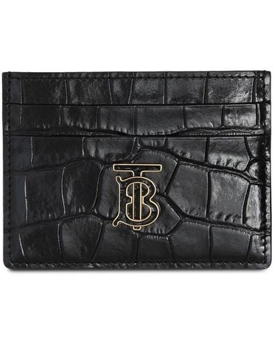 Burberry Logo-embellished Embossed Card Case - Black